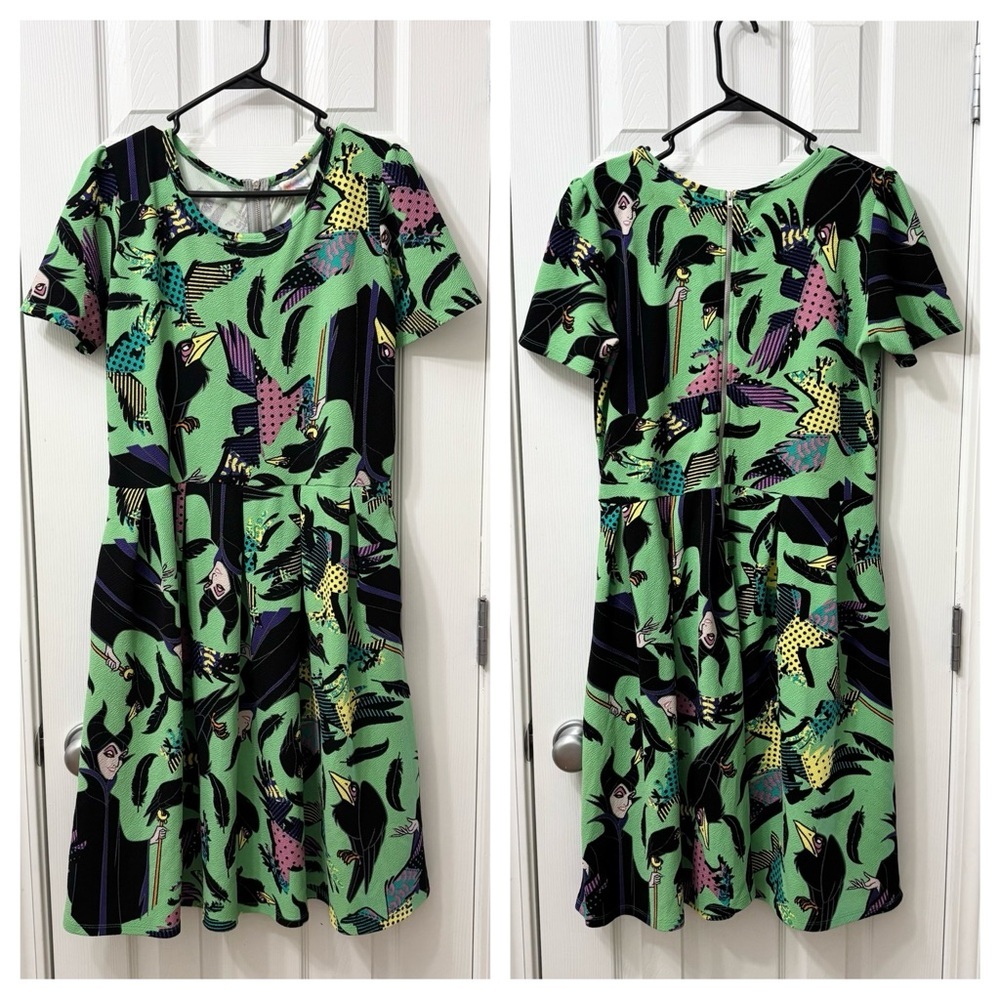 LuLaRoe Disney Villains Maleficent Amelia Dress Plus Size 2X - Picture 2 of 9
